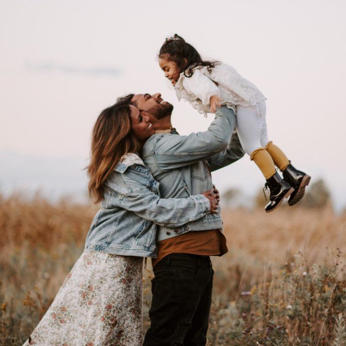 family in field